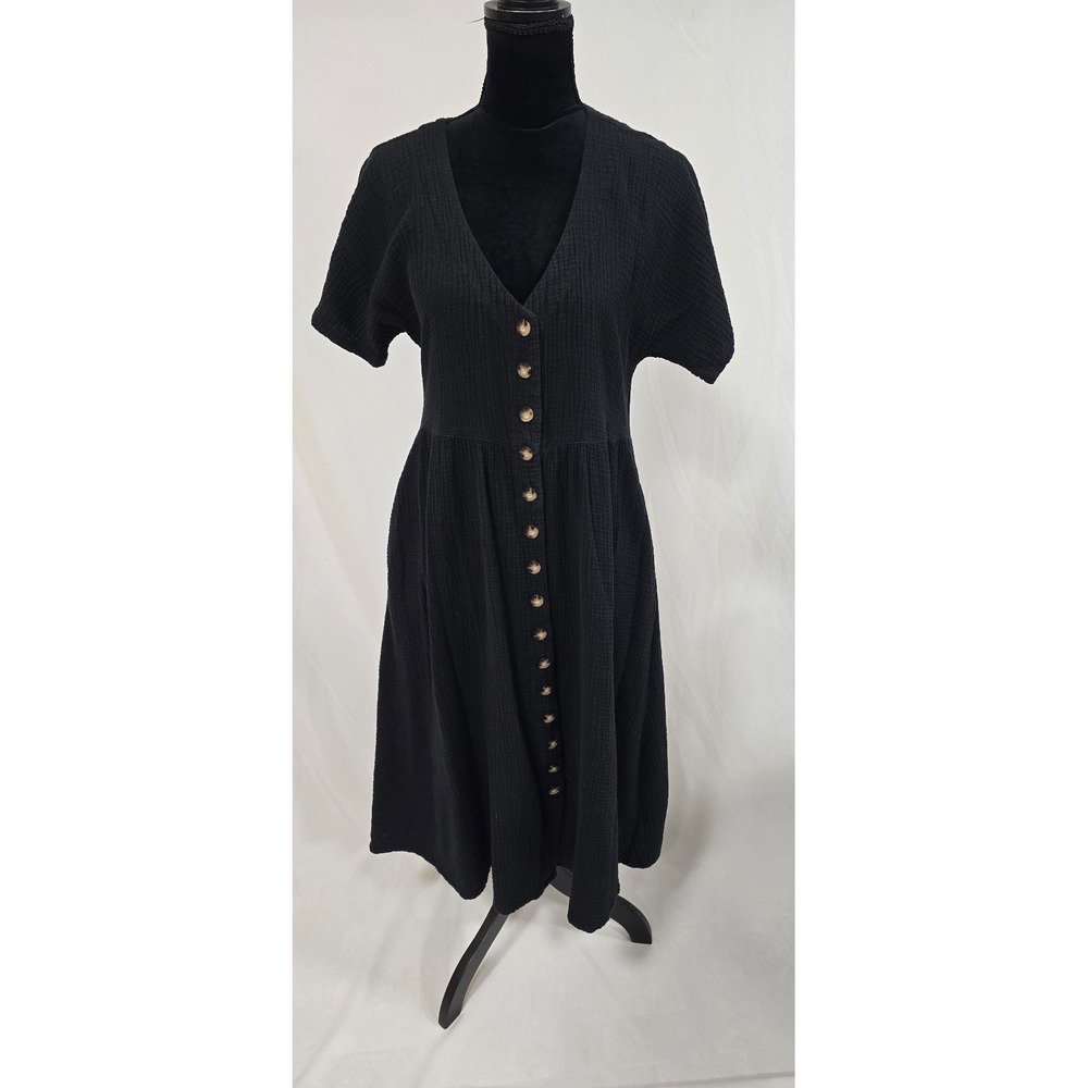 Madewell Lightspun women S button front midi dress gauzy, pockets, lagenlook - Picture 2 of 8